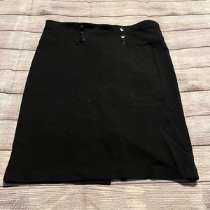 Black Skirt with Bottom Detail on Waistband, Slit in Back, Size Medium